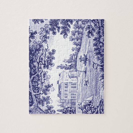 Frans Decor Blue Toile Legpuzzel (Verticaal)