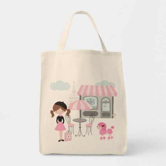 Frans decor Little Girl gaat naar Parijs Tote Bag (Voorkant)