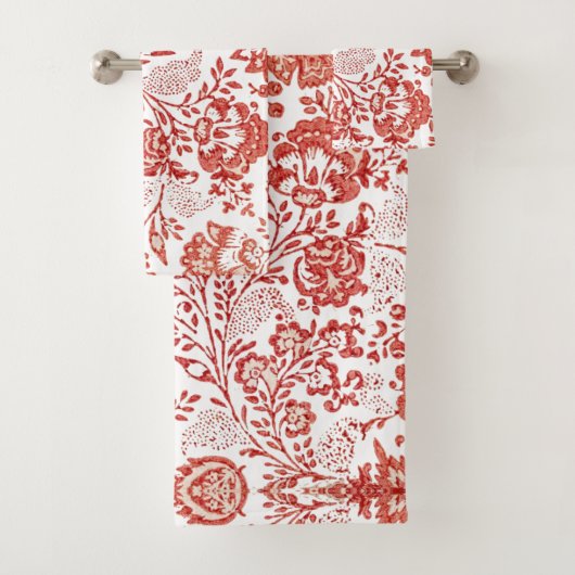 Frans Decor Red Toile Bad Handdoek (Insitu)