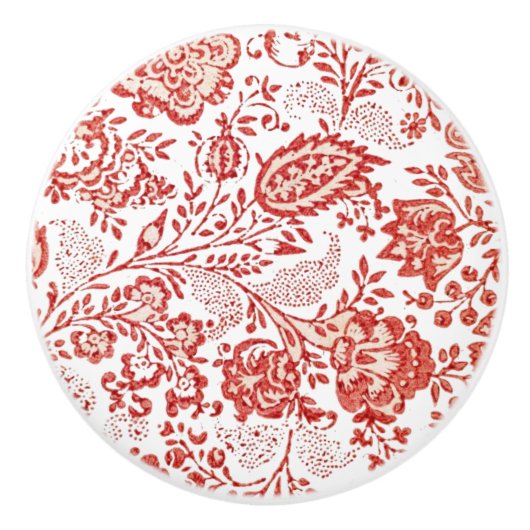Frans Decor Red Toile Keramische Knop (Voorkant)