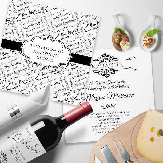 Frans Dinner Party Verjaardag voor Gourmet Bedankkaart