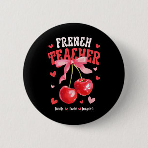 Frans docent onderwijs liefde inspireren kers coqu ronde button 5,7 cm