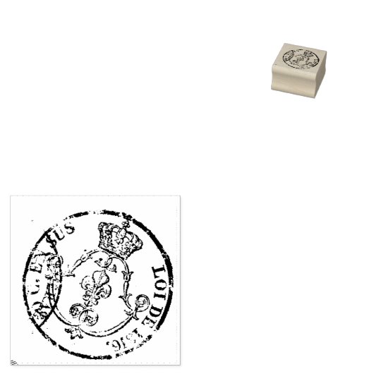 Frans Document Seal with Crown and Fleur de lis Rubberstempel (Gestempeld)