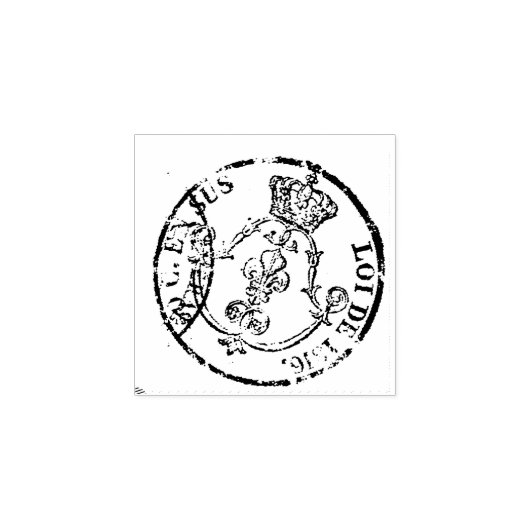 Frans Document Seal with Crown and Fleur de lis Rubberstempel (Afrduk)