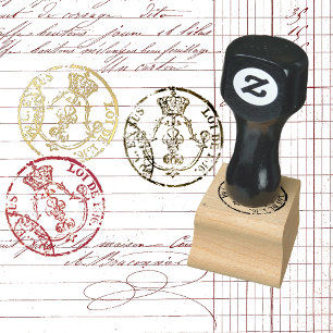 Frans Document Seal with Crown and Fleur de lis Rubberstempel