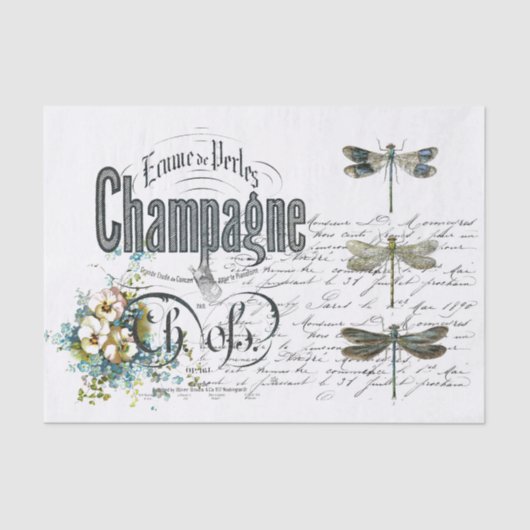 Frans Dragonfly Champagne  Weefselpapier Tissuepapier (Voorkant)