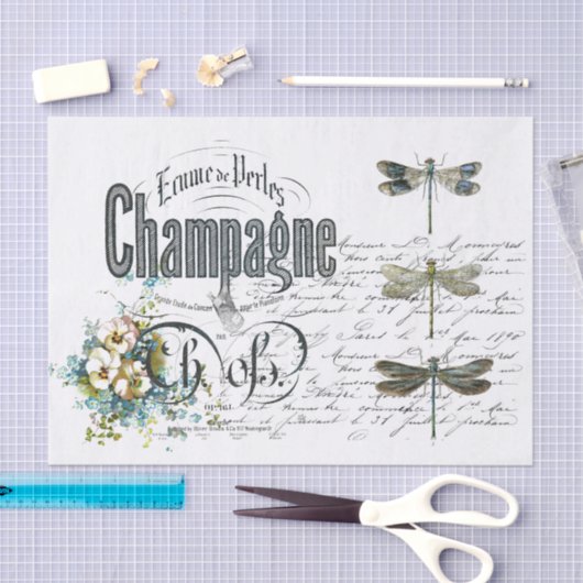 Frans Dragonfly Champagne  Weefselpapier Tissuepapier (Craft)