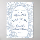  Frans Dusty Blue Floral Toile Welkom Poster (Voorkant)