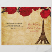 Frans Eiffel tower red folded Wedding Programme (Voorkant)