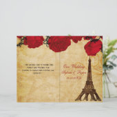 Frans Eiffel tower red folded Wedding Programme (Staand voorkant)