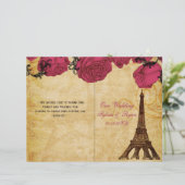 Frans Eiffel tower roze vouwweddenschap (Staand voorkant)