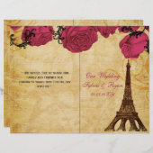 Frans Eiffel tower roze vouwweddenschap (Voorkant / Achterkant)