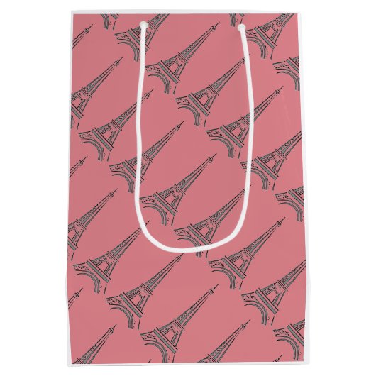 Frans Eiffeltoren Paris Theme Party Gift Bag Medium Cadeauzakje (Achterkant)