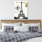 Frans Eiffeltoren uitgerekt canvas (Insitu (Slaapkamer))