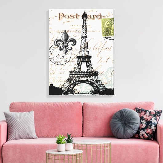 Frans Eiffeltoren uitgerekt canvas Afdruk (Insitu (Woonkamer))