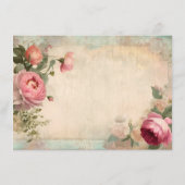 Frans Elegant Bloemen Blauw Bruiloft Details Informatiekaartje (Achterkant)