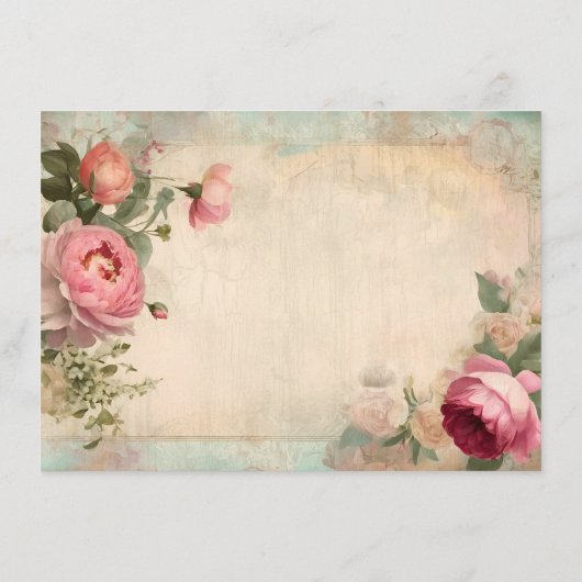 Frans Elegant Bloemen  Blauw Bruiloft Details Informatiekaartje (Achterkant)