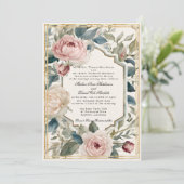 Frans Elegant Bloemen Goud Classic Bruiloft Kaart (Staand voorkant)