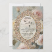 Frans Elegant Bloemen Rose Bouquet Goud Kaart (Voorkant)