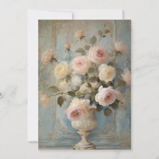 Frans Elegant Bloemen Rose Bouquet Goud Kaart (Achterkant)