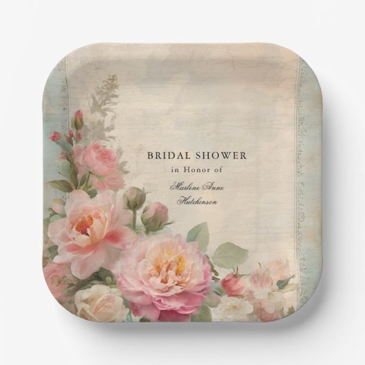 Frans Elegant Bloemen  Vrijgezellenfeest Thee Papieren Bordje (Voorkant)