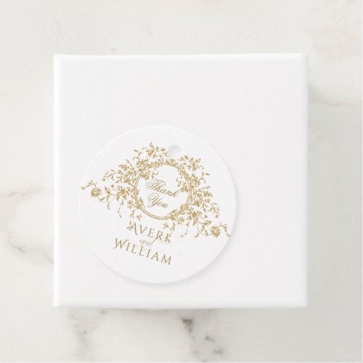 Frans Elegant Goud Flora Monogram Bruiloft Bedankjes Labels (In situ)