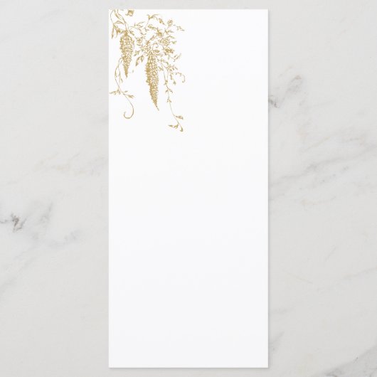  Frans Elegant Goud Flora Monogram Bruiloft Menu (Achterkant)