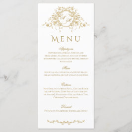  Frans Elegant Goud Flora Monogram Bruiloft Menu