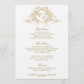  Frans Elegant Goud Flora Monogram Bruiloft Menu (Voorkant)
