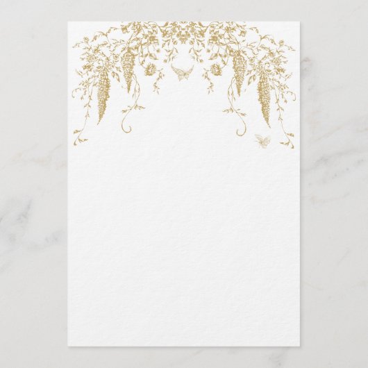  Frans Elegant Goud Flora Monogram Bruiloft Menu (Achterkant)
