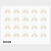Frans Elegant Goud Flora Monogram Bruiloft Ronde Sticker (Vel)