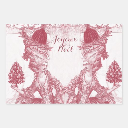 Frans elegant Marie Antoinette Joyeux Noel Inpakpapier Vel (Voorkant)