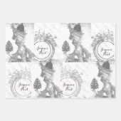 Frans elegant Marie Antoinette Joyeux Noel Inpakpapier Vel (Voorkant 3)