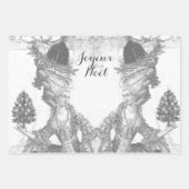 Frans elegant Marie Antoinette Joyeux Noel Inpakpapier Vel (Voorkant)