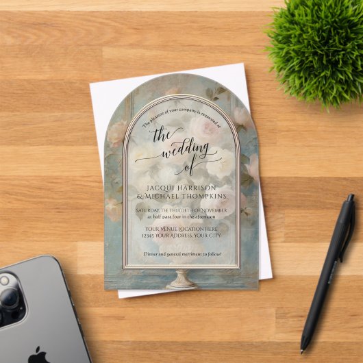 Frans Elegant  Rose Boeket Bloemen Roze Acryl Uitnodigingen (Insitu (Uitnodiging))