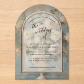 Frans Elegant  Rose Boeket Bloemen Roze Acryl Uitnodigingen (Voorkant)