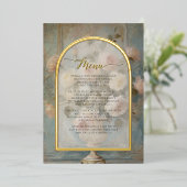 Frans Elegant Roze Bloemen  Roos Menu Folie Uitnodiging (Staand Voorkant)