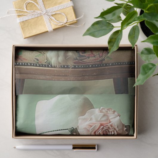 Frans  Elegant Sage Cat Decoupage Tissuepapier (Geschenk)