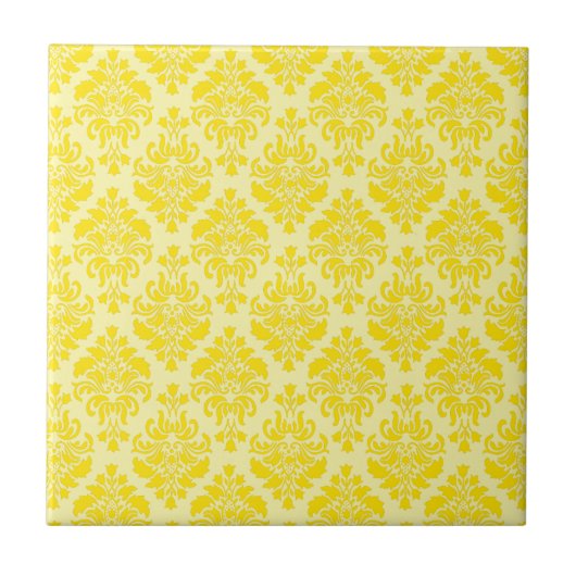 Frans Empire Damask in Yellow en Cream Tegeltje (Voorkant)