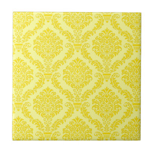 Frans Empire Damask in Yellow en Cream Tegeltje