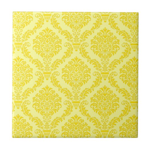Frans Empire Damask in Yellow en Cream Tegeltje (Voorkant)