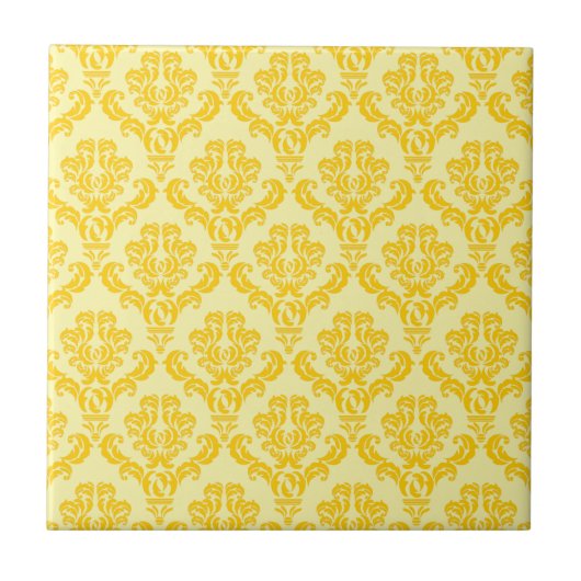Frans Empire Damask in Yellow en Cream Tegeltje (Voorkant)
