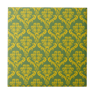 Frans Empire Damask in Yellow en Palm Green Tegeltje
