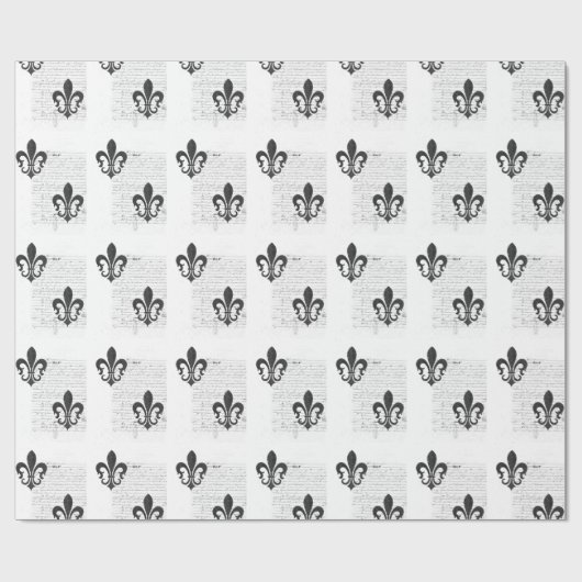  Frans Ephemera B & W Fleur De Lis Cadeaupapier (Vlak)