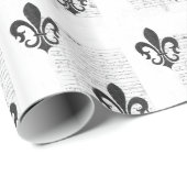 Frans Ephemera B & W Fleur De Lis Cadeaupapier (Rol Hoek)