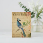  Frans Ephemera Blue Jay Bird Roses P Briefkaart (Staand voorkant)