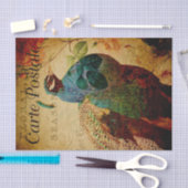 Frans Ephemera Blue Peacock Roos Floral Decoupage Tissuepapier (Craft)