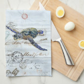Frans Ephemera Fish Zee Turtle Kitchen Towel Theedoek (Quarter Fold)