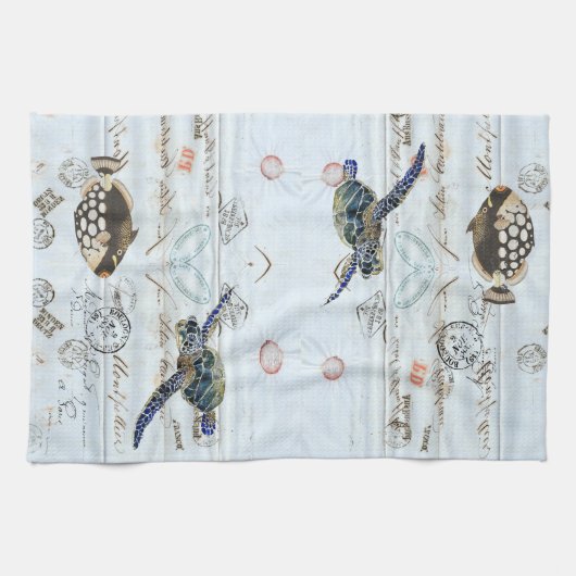 Frans Ephemera Fish Zee Turtle Kitchen Towel Theedoek (Horizontaal)