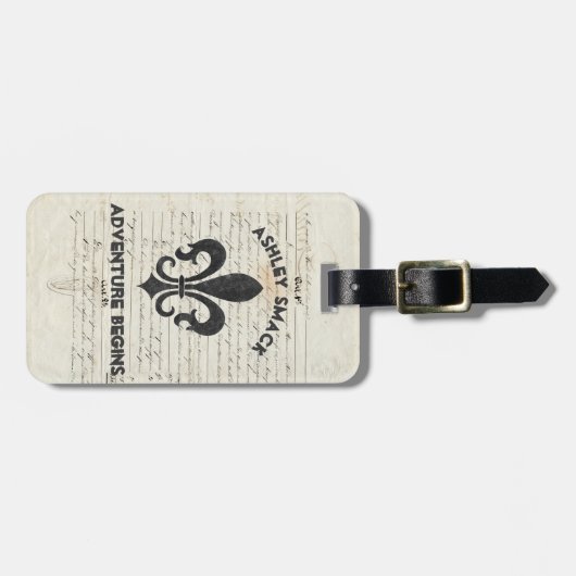  Frans Ephemera Fleur De Lis Custom Bagagelabel (Voorkant horizontaal)